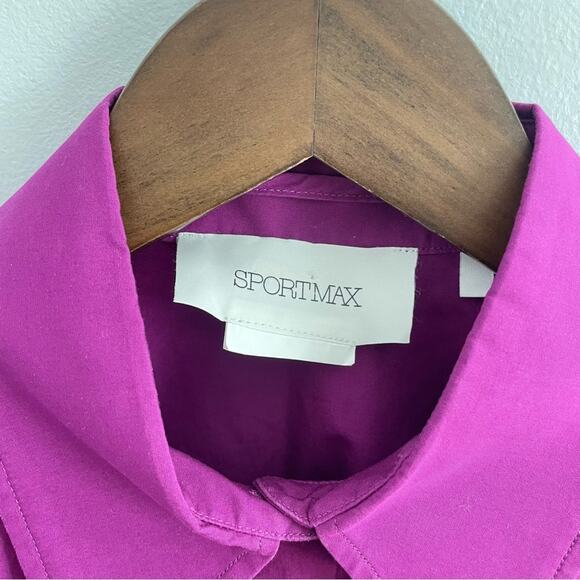 Sportmax | MaxMara Women’s Cotton Taranto Poplin Shirt Button Down Purple Blouse - Picture 6 of 13